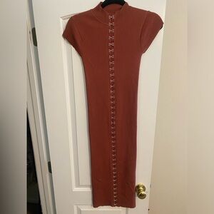 ZARA METAL CLOSURE MIDI DRESS